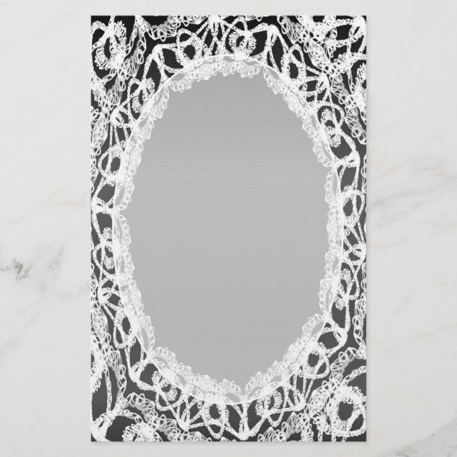 Páginas de papelaria do Linked White Lace Damask I (Frente)