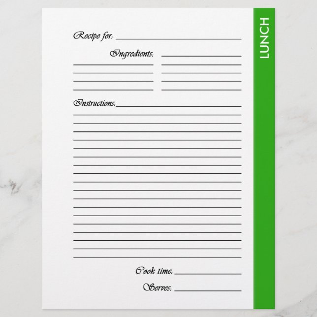 Páginas de recebimento lado-a-lado do LUNCH Verde (Frente)