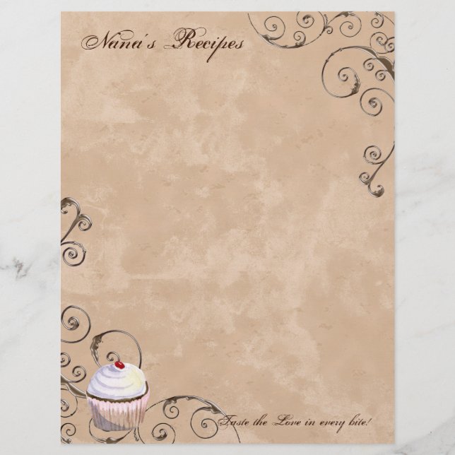 Páginas de Receita de Oração e Chocolate da Mulher (Frente)