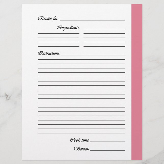 Páginas de Receita Linear e Rosa Média (Frente)