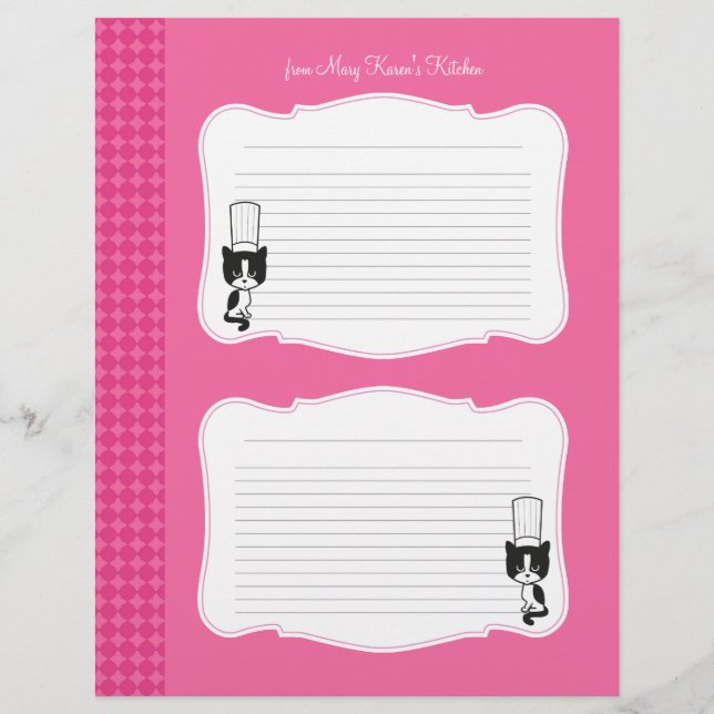 Páginas de Receita Personalizadas em Cuta (Frente)