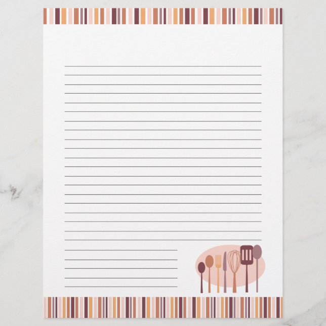 Páginas de Receitas de Utensílios de Cozinha Retro (Frente)