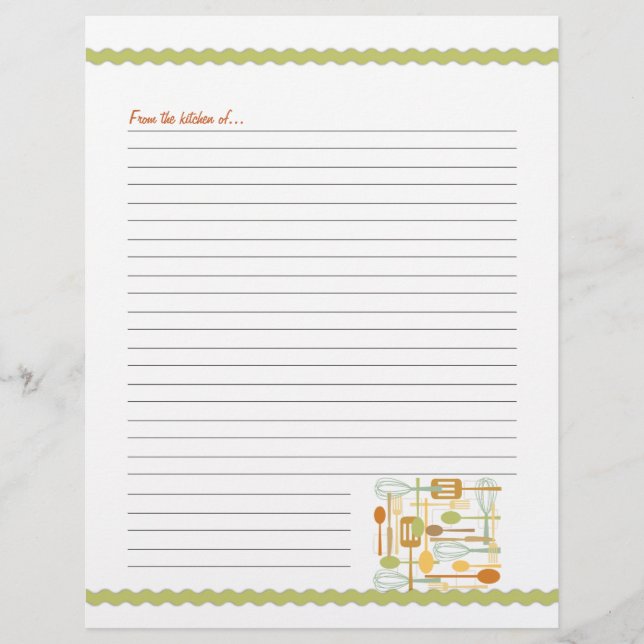 Páginas de receitas dos Utensílios de Cozinhar da  (Frente)