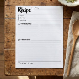 Páginas de Receitas em Branco Minimalistas / Folha