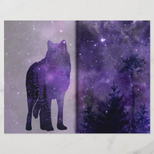 Páginas do Scrapbook do Lobo da Floresta Roxo