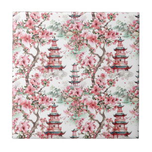 Pagoda Chinesa Aquarela - Flores De Cereja (10)