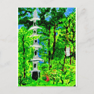 Pagoda com um cartão postal de primavera