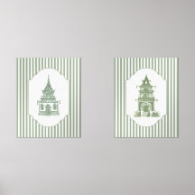 Pagoda Verde-Salvia com Listras Arte Grandmillenni