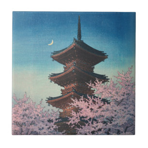 Pagode de uma Primavera Japonesa ao anoitecer em X