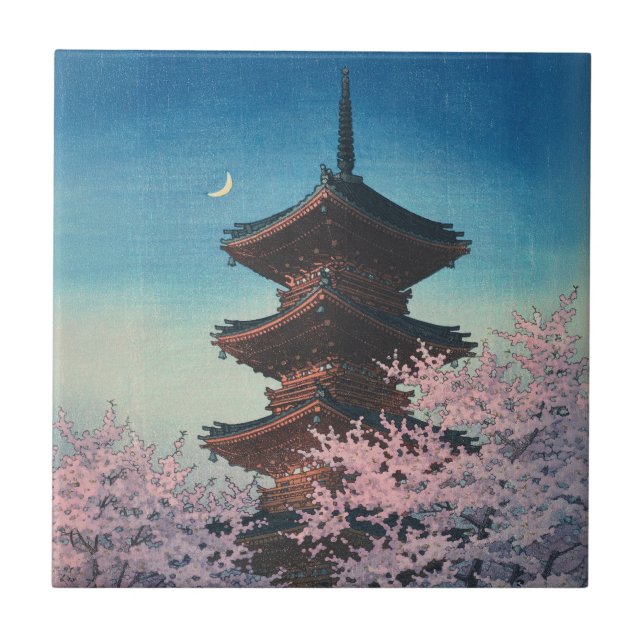 Pagode de uma Primavera Japonesa ao anoitecer em X (Frente)