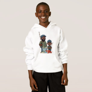 Pai Afro-Americano e Filho Pescando