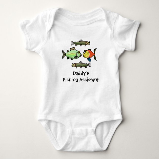 Pai Assistente De Pesca Camisa De Bebê Personaliza (Frente)