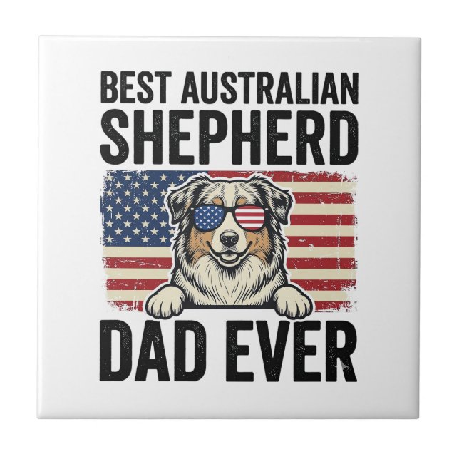 Pai Australian Shepherd Patriótico Vintage (Frente)