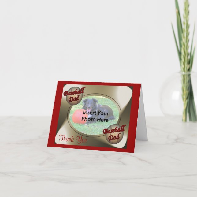 Pai Baseball Obrigado Cartão com fotos (Frente)