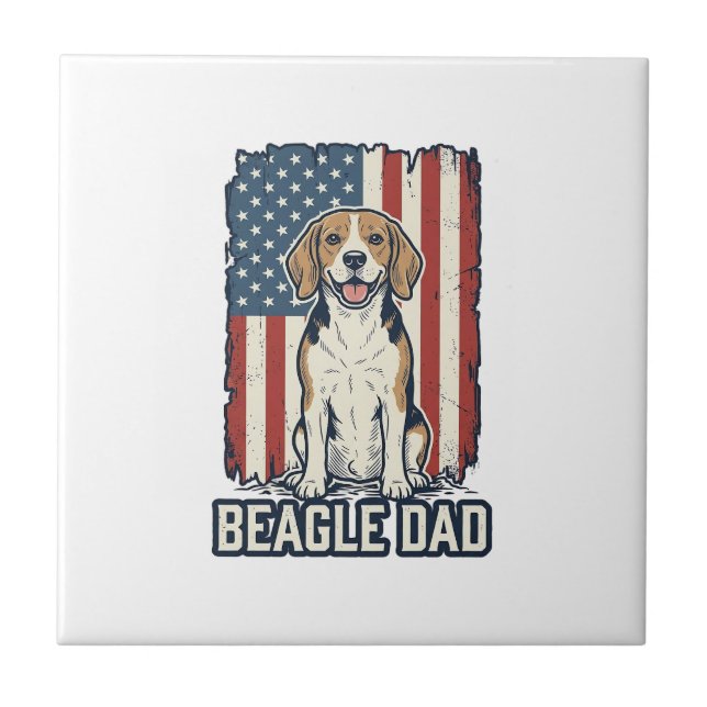 Pai Beagle Patriótico Design de Cachorro de Gravur (Frente)