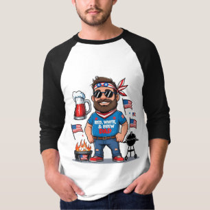 Pai branco vermelho e camiseta 4 de julho