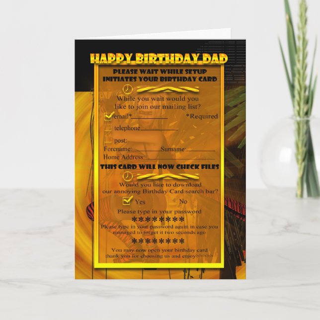 Pai Cartão de aniversário humorístico do computado (Frente)