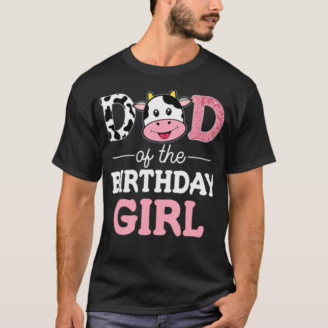 Pai Da Rapariga De Aniversário Camisa Fazenda Vaca (Frente)
