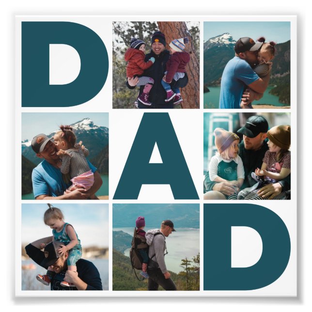 Pai de Colagem de Fotos Azul e Branco 6 Ampliação  (Frente)