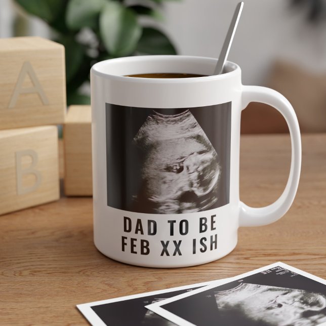 Pai de Fotografia Ultrassônica para Ser uma Caneca (Ultrasound Photo Dad to Be Coffee Mug with space for your photo and name)