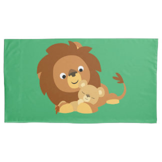 Pai De Leão E Cubo De Cartoon Bonito E Amável