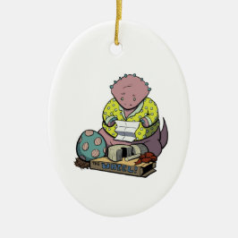 Pai de Protoceratops em enfeites de natal