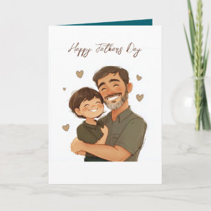 Pai e seu filho Cartão de dia de os pais dobrável