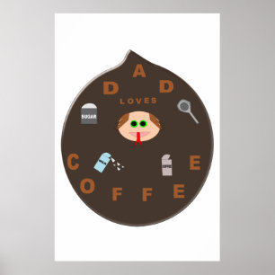 Pai Engraçado Monstro Adora Poster de Café