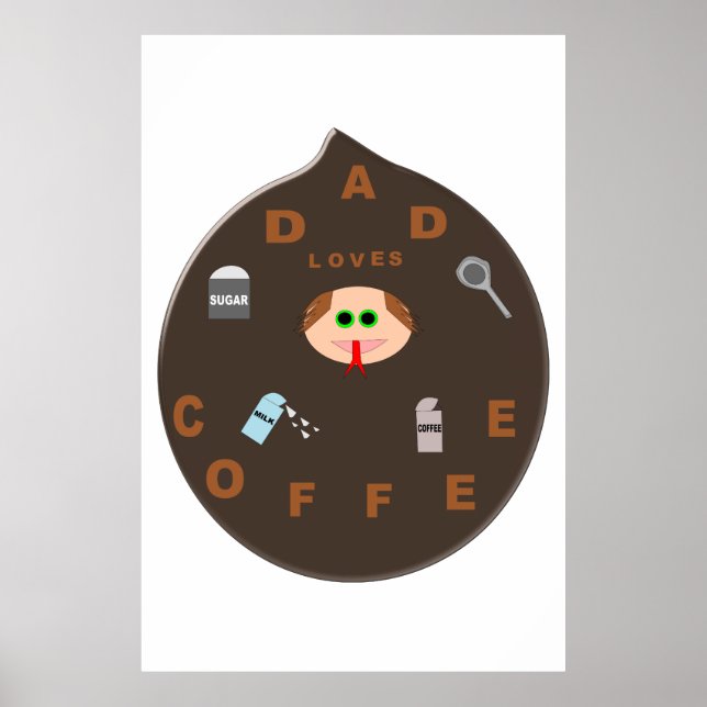 Pai Engraçado Monstro Adora Poster de Café (Frente)