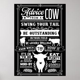 Pai Farmer Recebe Conselhos De Sua Poster De Vaca