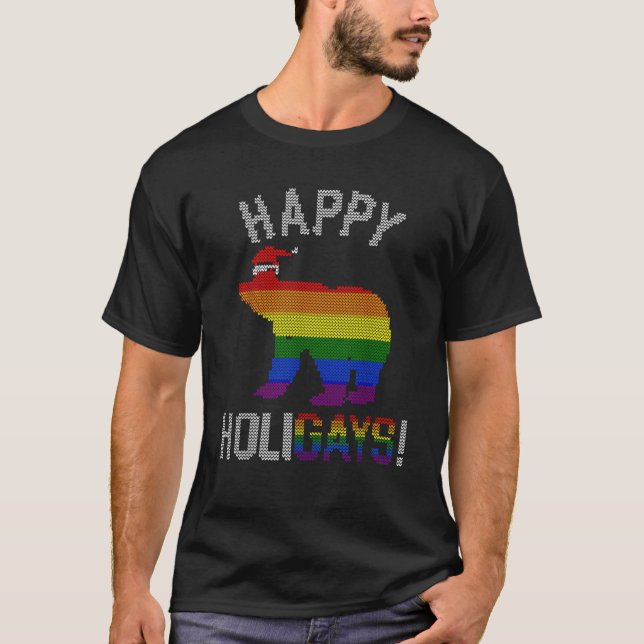 Pai Gay de Camisa do Urso Gay do Xmas Casal Natal  (Frente)