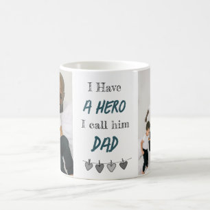 Pai Herói Caneca de Café Personalizada para o Di