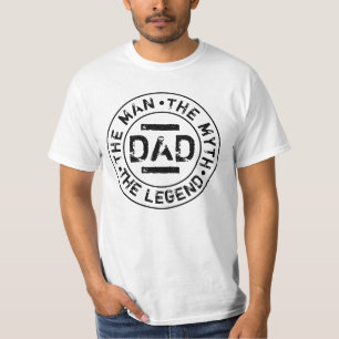 Pai Homem Mito Lenda Carimbo Grunge Camiseta Dia d