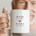 Pai Moderno | Avô Ano de Fundação Caneca de Café<br><div class="desc">Design minimalista simplesmente perfeito apresentando ano de fundação como Pai e ano de fundação como Avô com um coração vermelho. Um presente incrível que certamente será apreciado por muitos anos.</div>