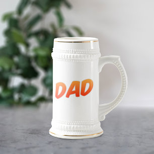 Pai Moderno Texto Laranja Grande Caneca de cerveja