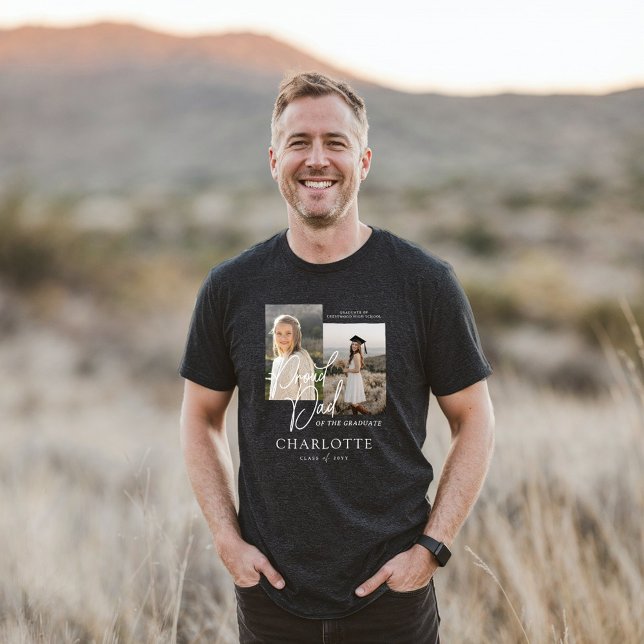 Pai orgulhoso da manutenção de fotos do script do  (Proud Dad of the Graduate Script Photo Keepsake Tri-Blend Shirt)