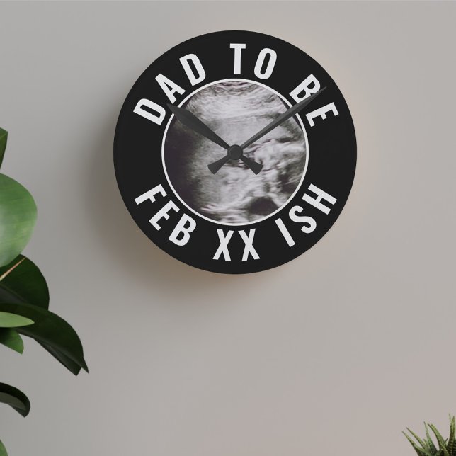 Pai para ser personalizado relógio redondo de foto (Surprise the Dad to be with this clock! He'll not be expecting that)