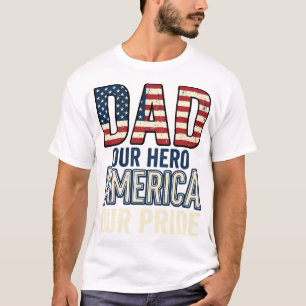 Pai Patriota Nosso Herói Camisa Vintage Design Pai