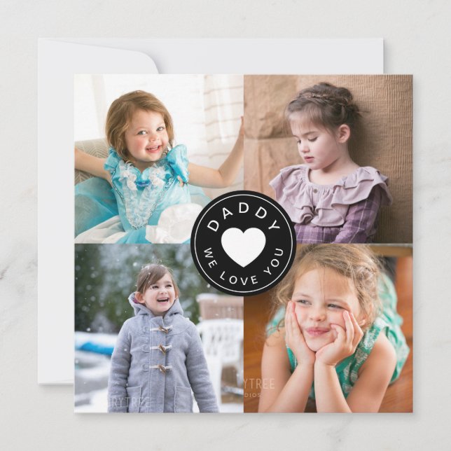 Pai Que Te Amo Colagem Fotográfica Do Coração 4 (Frente)