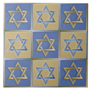 Painéis de Arte Estrela de Davi Azul Dourado