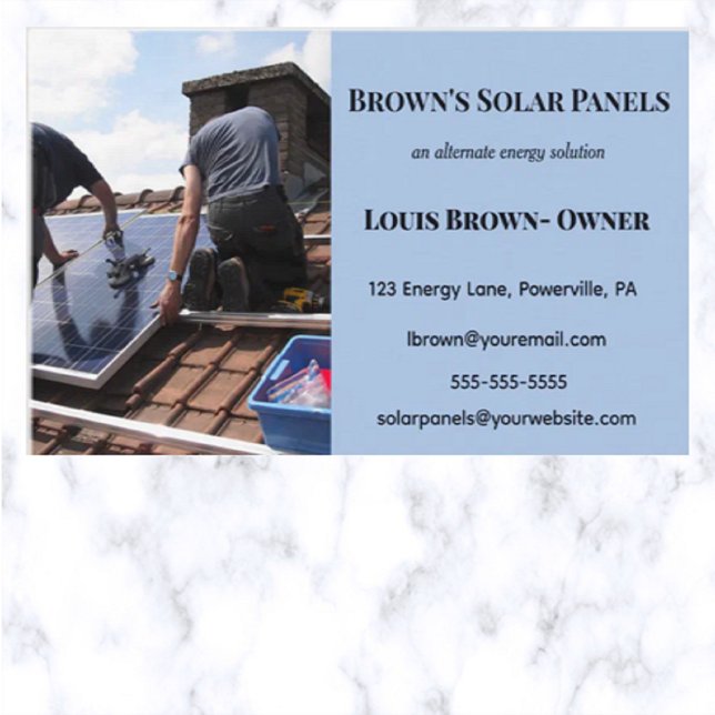 Painéis de energia solar editáveis Cartão de visit (Criador carregado)