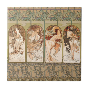Painel Art Nouveau Quatro Estações de Alphonse Muc