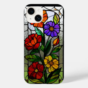 Painel de Vidro Pintado com Flores Vibrantes