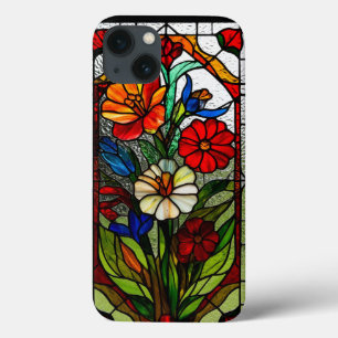 Painel de Vidro Pintado com Flores Vibrantes