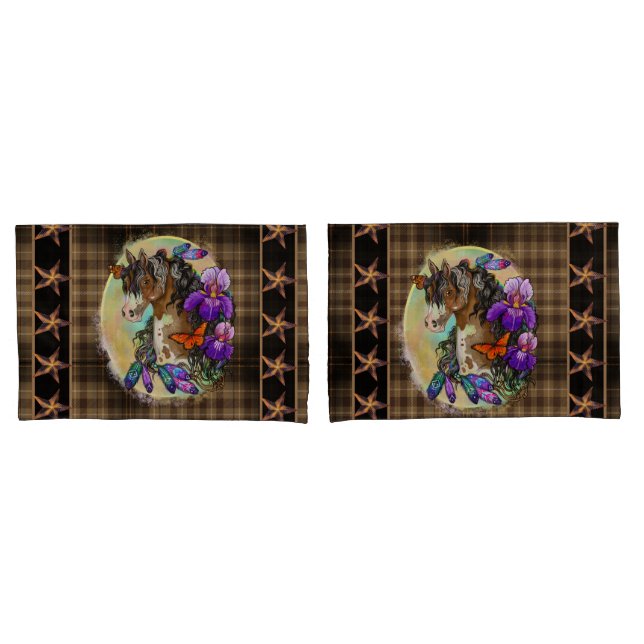 Paint Horse Mustang com Íris e borboletas (Frente - conjunto)