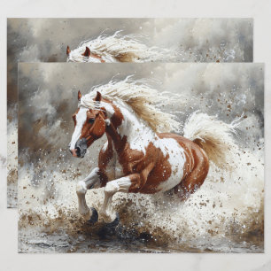 Paint Horse Passando Por Papel De Escarpa De Água