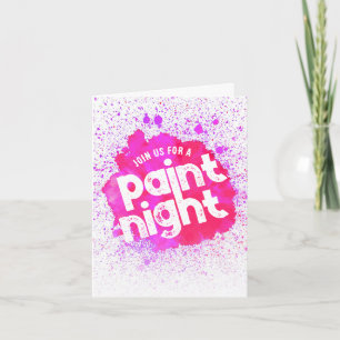 Paint Night Birthday Dobrou o Convite - Rosa