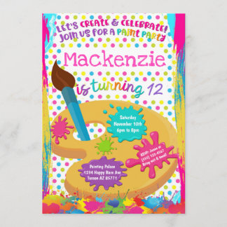 Paint Party Art Pintura Pintura Convites de Aniver