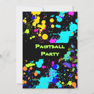 Paint Splatter, Faux Neon, Convite para Bola de Ti