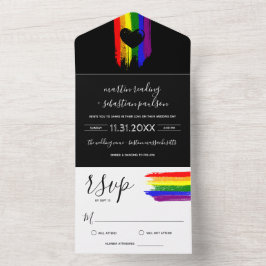Paint Strokes Pride Flag e Black Heart Wedding Inv